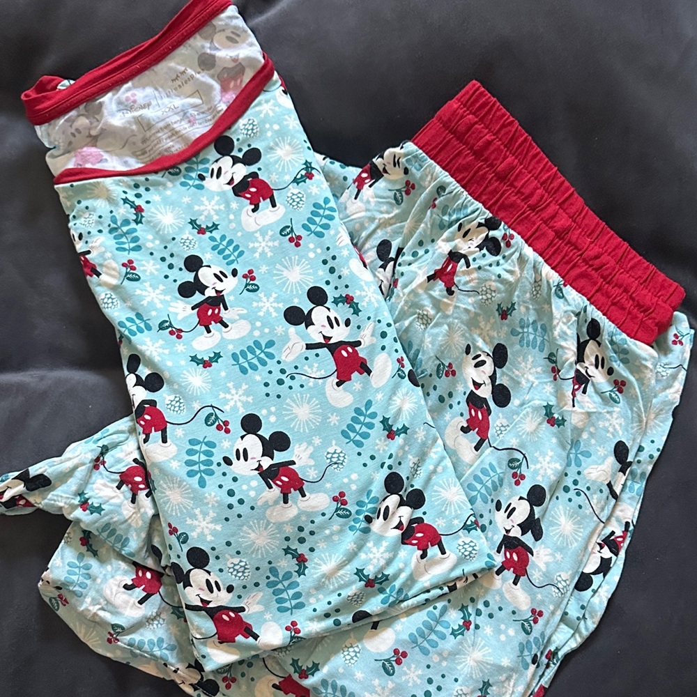 Disney Mickey Mouse Teal and Red Pajama Top